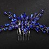 Rumtock Blue Crystals Silver Hair Comb for Women Girls Wedding Bridal Hair Styling Headpiece Jewelry (Blue)