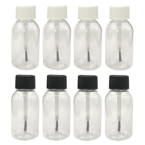 ccHuDE 10 Pcs 30ml Clear Plastic Brush Applicator Cap Bottles Empty Cuticle Oil Bottles Refillable Glue Paint Bottle Cosmetic Essential Oil Containers