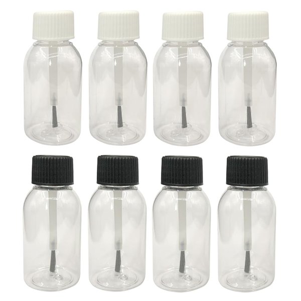 ccHuDE 10 Pcs 30ml Clear Plastic Brush Applicator Cap Bottles Empty Cuticle Oil Bottles Refillable Glue Paint Bottle Cosmetic Essential Oil Containers