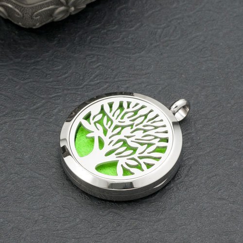 PanQueen Tree of Life Essential Oil Diffuser Aromatherapy Locket Necklace Pendant Refill Pads Stainless Steel Valentines Gift