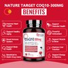NATURE TARGET CoQ10-300mg-Softgels + PQQ with Organic-Olive-Oil - High Absorption-Coenzyme-Q10 - Antioxidant-for-Heart-Health and Immune Support, Energy Production, 120 Servings