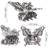 Noverlife 2PCS Vintage Butterfly Hair Claws, Metal Gold Rhinestone Hair Clips, Mini Hair Clips Retro Crystal Hair Jaws, Sparkly Diamond Claw Clips Alloy Fancy Thick Hair Barrette Clamp for Women Girls