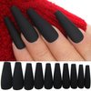 LoveOurHome 100pc Coffin Press on Nails Long Fake Nails Medium Ballerina Acrylic Press on Nail Coffin Nail Tips Matte Black Artifical Nail Full Cover Presson on Fake Fingernails for Women Girls
