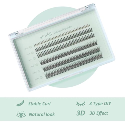 False Eyelashes Individual Lashes 240 Clusters Lashes 3 Types Natural Eyelash Extension Kit DIY 0.07mm Thickness 6-11mm Fishtail Lash ＆ A Type ＆Bottom Lashes for Make Up Salon