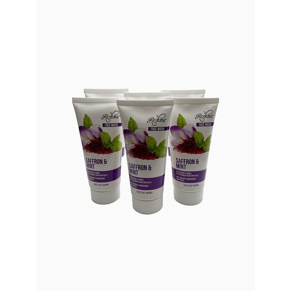 Reshma Beauty Saffron & Mint Face Wash Cleanser for All Skin Types Dull Skin Glowing Skin Deep Cleansing Cleanser for Refreshing, Illuminatung, & Rejuvenating Removes Make Up - (Pack of 6)
