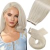 Moresoo Tape in Hair Extensions Blonde Human Hair Extensions Glue in Platinum Blonde Tape in Extensions Real Human Hair Invisible Hair Extensions Tape in Real Human Hair 18 Inch #60 40pcs 100g