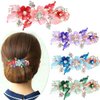 Green Flower Women Rhinestone Flower Butterfly Hairpin Hair Clip Barrette Ponytail Holder Glitter Crystal Elegant Gifts Hair Clips Green Flower Hair Clips Accessories(ZS578)