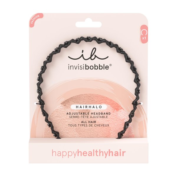 invisibobble HairHalo The Adjustable Headband - True Dark Sparkle - Hairbands Made for Everyone -Worn All Day with No Pain or Uncomfortable Pressure