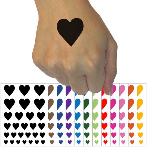 Card Suit Hearts Temporary Tattoo Water Resistant Fake Body Art Set Collection - Dark Blue (One Sheet)