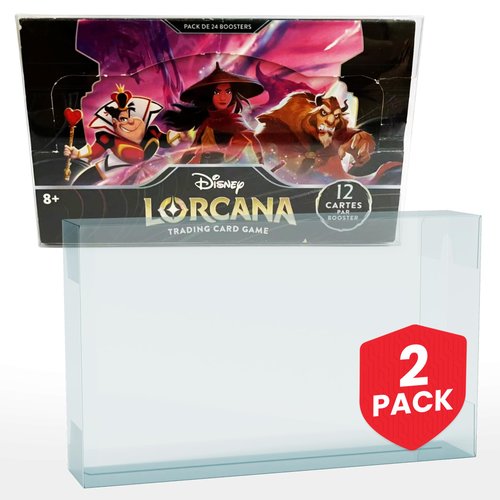 EVORETRO Display Case Protector for Lorcana Booster Pack Display Box Such as Floodborn, Shimmering Skies, Inklands, Ursula's Return & More, Game Box Not Included, 2-Pack - Plastic PET Protective Case