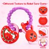 NPET Baby Valentines Teething Toy, Cute Bear & Red Heart Teeting Ring Infant Baby Teething, Sore Gums Relief Infant Toys Valentines Birthday Chocking-Prove Design Baby Teething Chew Toys Bpa-Free