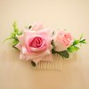 Fangsen Wedding Pink Flower Hair Comb Clips Wedding Floral Headpiece Hair Accessories for Brides and Bridesmaids