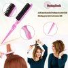 Edge Brush Teasing Brush Hair Comb Set with Wide Tooth Comb Rat Tail Comb and Hair Clips for Women Kids Baby Girls Smoothing Combing & Styling Hair (Pink)