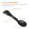 PSKOOK 5-in-1 Utility Tactical Spork, Stainless Steel Spoon & Bottle Opener, Fork & Knife, Can Opener Combo Camping Utensil for Hiking, Camping or Backpacking (Black)