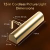 Concepdesigns Picture Light, Battery Operated Picture Light, Dimmable Wireless Picture Lights for Wall, Art Light, Library Light - 7.75 inches, Antique Brass with Silver Undertones