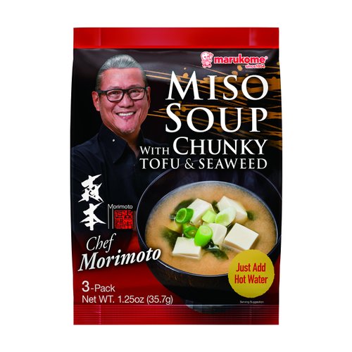 Marukome Chef Morimoto, Miso Soup with Tofu and Seaweed, 1.25 Ounce (Pack of 12)