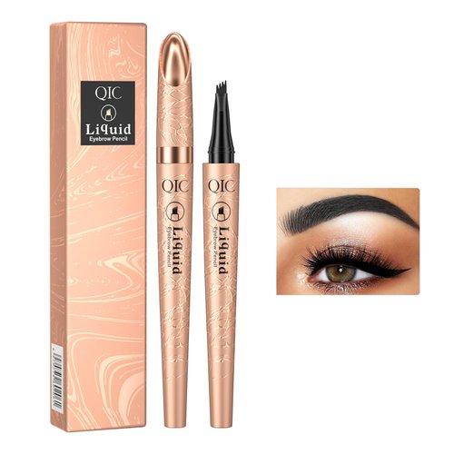 Eyebrow Pencil, Microblading Eyebrow with 4-Fork Tip Magic Brow Tattoo Pencil for Women, Waterproof, Long Lasting Eyebrow Makeup (Black)