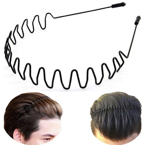 bodbop Metal Hair Band, Black, Unisex Fashion Headbands Sports Hairband Head Band Hair Hoop for Women With Non Slip Wavy Teeth