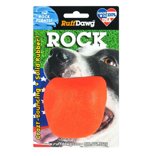Ruff Dawg Rock - Durable Rubber Dog Toy for Chewing and Fetch - Realistic Stone Shape - Floats in Water - Assorted Neon Colors - Made in The USA