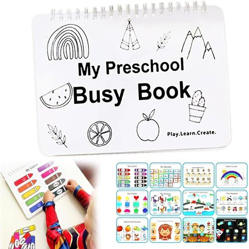 RVOGJP My Preschool Busy Book, Preschool Learning Activities-Toddler Busy Book for Kids-Education Workbook Activity Binder Learning Toys for Toddlers,Learning Materials and Tracing Coloring Book