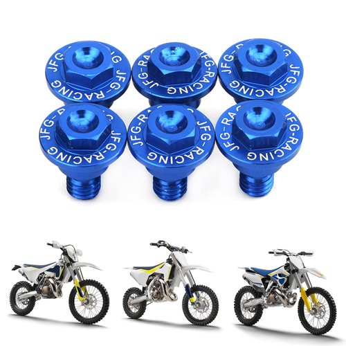 AnXin 6PCS Front Fork Guard Bolt Screws for TC50 TC65 TC85 TC125 TC250 TE125-300 TE250i TE300i TX125 TX300 FC250-450 FE250-501 FX350 FX450 FS450 701 Enduro Motorcycle - Blue