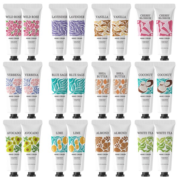 BODY & EARTH # LOVE 24 Pack Hand Cream Gift Set, Scented Hand Lotion for Dry Cracked Hands, Travel Size Lotion Mini Hand Lotion Bulk Gift Sets For Mother's Day Valentine's Day Christmas 24x1.0 oz
