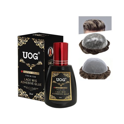 UOG Toupee Adhesive Glue - Waterproof, Quick-Dry, Allergy-Free. Strong Hold for Poly & PU Base Hairpieces & Lace Wigs. Hair Replacement System Adhesive, (2-3 Layers) 1.3 oz