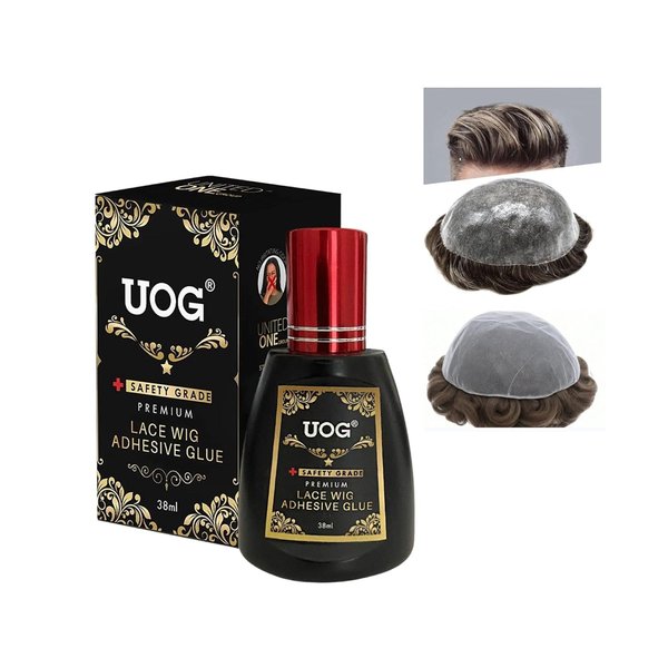 UOG Toupee Adhesive Glue - Waterproof, Quick-Dry, Allergy-Free. Strong Hold for Poly & PU Base Hairpieces & Lace Wigs. Hair Replacement System Adhesive, (2-3 Layers) 1.3 oz
