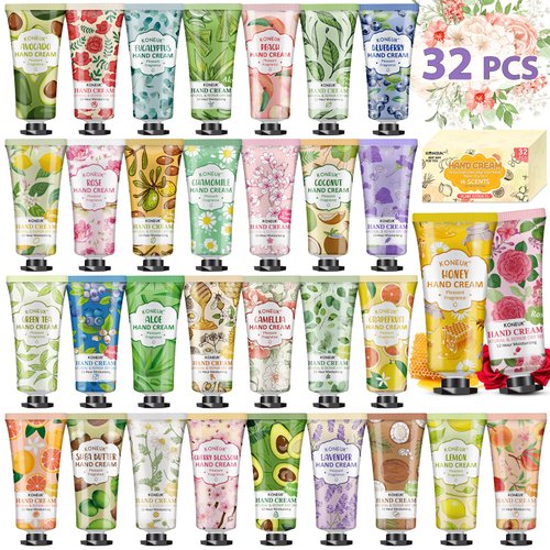KONEUK 32 Pack Hand Cream Gifts Set For Women, Bulk Hand Lotion Travel Size for Dry Cracked Hands, Mini Hand Cream for Baby Shower Party Favors, Bridal Shower Gifts and Gifts for Women