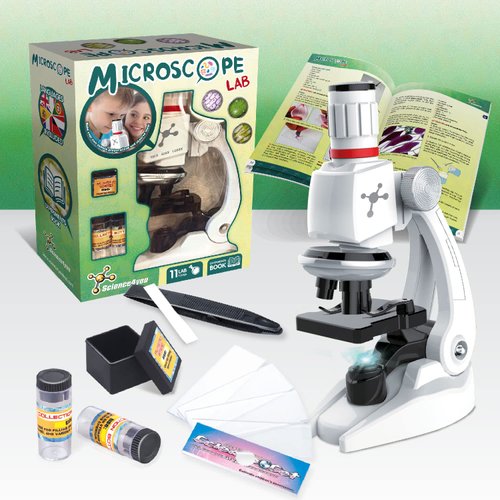 Science4you Microscope Lab - Kids´ Microscope Kit for 8+ Year Old + Manual with Experiments + 11 Lab Tools, Educational Science Toy and Gift for Kids 6 7 8 9 10 11 12+ Year olds