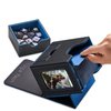 Mage Tech Card Deck Box for MTG Commander - Patented Design, Commander Display, Fits 100 Double-Sleeved Cards, 35pt Card Brick & Dice Tray - Black/Blue