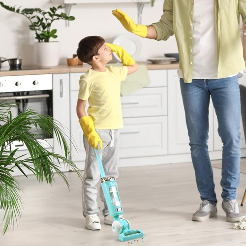 Kids Vacuum Cleaner Toy Set for Toddlers - 2PCS Toy Vacuum Sets for Toddlers 3+ Years Old with Sound Effects, Baby Play Vacuum Pretend Role Play Household Housekeeping Toys for Children Boys Girls