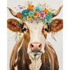 Natuyalo Paint by Numbers for Adults - DIY Adult Paint by Number Kits Painting on Canvas Cow and Flowers Painting by Numbers for Beginners, Animal Art Craft Kits for Adults (16x20 Inch)
