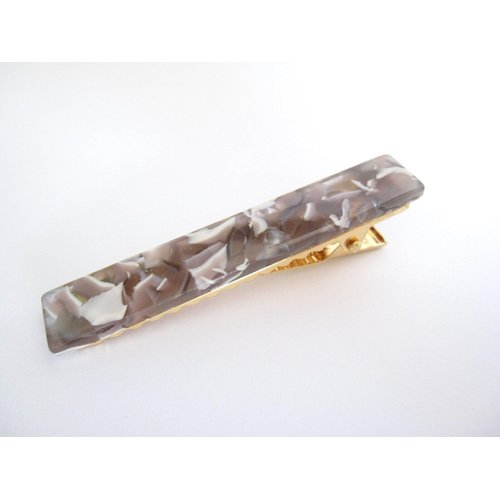 Generic 2 1/2 inch tan white gray multi-color marbled alligator hair clip barrette