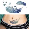 Oottati 2 Sheets Waterproof Small Cute Fake Belly Cesarean Section Scar Cover Temporary Tattoos Stickers Blue Feather Birds