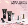 Modelones Poly Nail Gel Kit 30ML 2 Colors Clear Nude Pink Poly Extension Gel With Slip Solution Builder Enhancement Starter Nail Kit Nail Technician French Nail Art Kit DIY Home