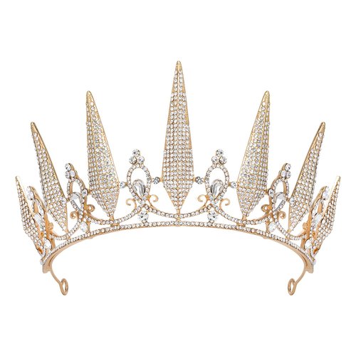 SWEETV Gold Tiaras and Crowns for Women, Crystal Wedding Tiara for Bride, Metal Birthday Crown, Costume Party Accessories for Birthday Halloween Prom