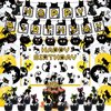 Cat Themed Party Decoration Black Cat Birthday Party Supplies Set Includes 5 x 3ft Black Cat Backdrops, Cat Happy Birthday Banner, Cake Topper, Cupcake Toppers, Balloons
