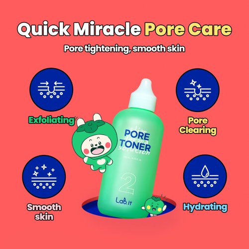 Lab.it_Pore Toner｜Pore Minimizer for Oily Skin, Trouble Care, Removes Sebum and Dead Skin Cells, Pore Tightening, Korean Skincare, Non-Comedogenic Formula, Derma Cosmetics (200ml, 6.71 fl. oz.)