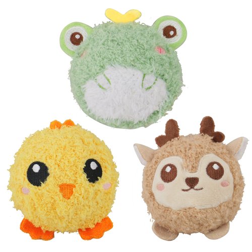 DKING 3Pack Squeaky Dog Balls,2 in1 Funny Puppy Ball Toys,Birthday Dog Toy for Small Medium Dogs (Farm Ball)