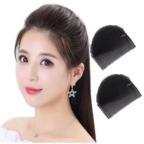 ericotry 2Pcs Charming Hair Comb Bump It Up Volume Inserts Bo Beehive Base Cushion Pad Hair Stick Bun Maker Hair Accessories for Women Lady Girl (Black)