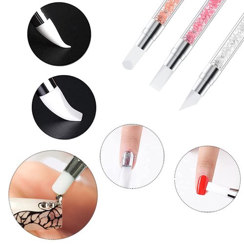 Finloome 3 pcs Nail Art Pen Silicone Brushes Dual Tipped Nail Design Tools Nail Art Carving Sculpture Pen For 3D Effect Shaping Drawing Dotting