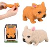 Squishy Stretchy Bulldog (2.5" to 6.5") Rubber Fidget Sensory Toy Filled with Sand. Great Stress Relief Dog Toy for Kids, Adults and Pets. (2 Bulldogs - Tan & Brown Color)