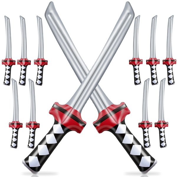 Eerrhhaq 12 Pcs Inflatable Ninja Samurai Sword, Inflated Katana Sword Toy, Blow Up Ninja Swords for Party Favors Cosplay Samurai Theme Party