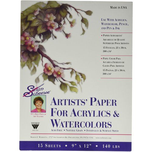 Martin/ F. Weber Susan Scheewe 9-Inch-by12-Inch Watercolor Paper Pad, 15-Sheet