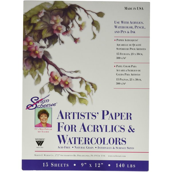Martin/ F. Weber Susan Scheewe 9-Inch-by12-Inch Watercolor Paper Pad, 15-Sheet
