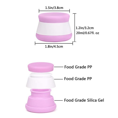 AOUTACC 5 Pack Travel Containers, TSA Approved 20ml Leakproof Silicone Cream Jars Squeezable Portable Soft Travel Bottles for Shampoo Conditioner Lotion Face Hand Body Cream Toiletries
