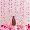 Hot Pink Party Decorations Circle Dots Garland Rose Pink White Hanging Paper Polka Dots Streamer for Birthday Bachelorette Engagement Wedding Baby Bridal Shower Anniversary Minnie Theme Party Supplies