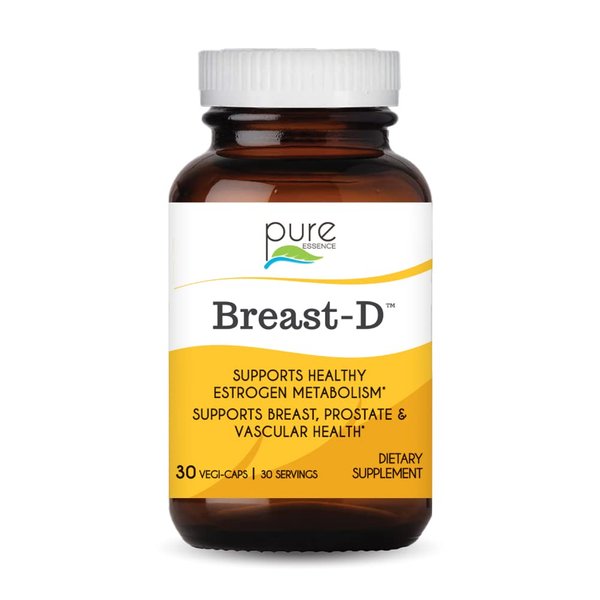 Breast D by Pure Essence - Natural Supplement for Estrogen Balance, Hormonal Acne, and Menopause Support with Vitamin D3, Calcium, Green Tea & Lycopene - 90 Capsules