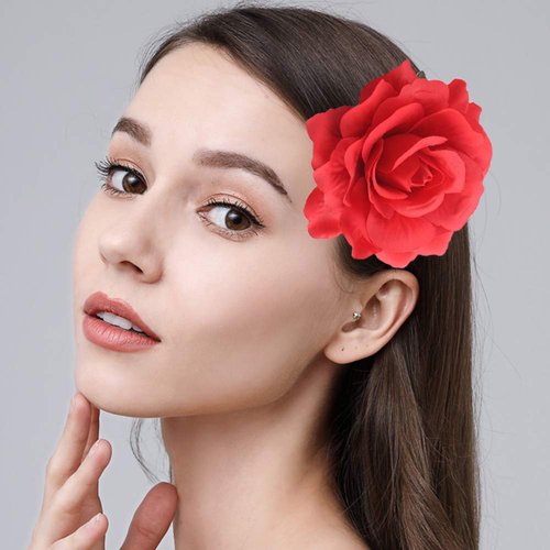 Halloween Rose Hair Clips Brooch Flower Red Rose Barrettes Brooch Pins Rose Hair Clip Breastpin Women Fashion Party Decoration Cosplay Costume Headpiece Cute Handmade Hair Accessories 5 Pack Rose